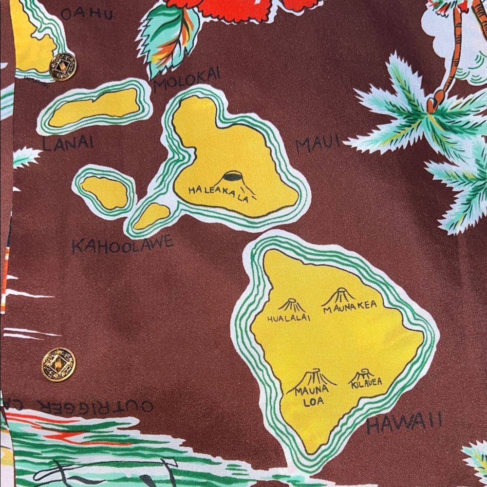Vintage Made in Hawaii Brown Tropical Print Short-Sleeve Shift Dress Sz.M - Picture 10 of 12